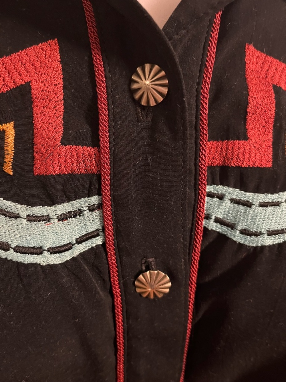 Vintage Black Embroidered Western-Style Button-Up Shirt size L - Picture 4 of 6